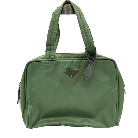 Vintage Prada Tessuto Jacquard Logo Mini Nylon Tote*Lock & Key Present*GREAT BAG - Picture 1 of 10